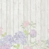 Fototapete Vlies Blumen Holz Paneele lila rosa 47265