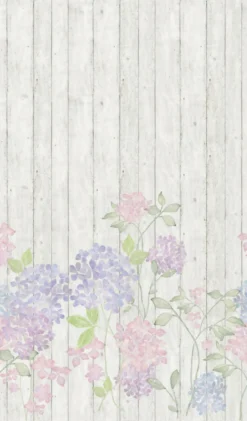 Fototapete Vlies Blumen Holz Paneele lila rosa 47265