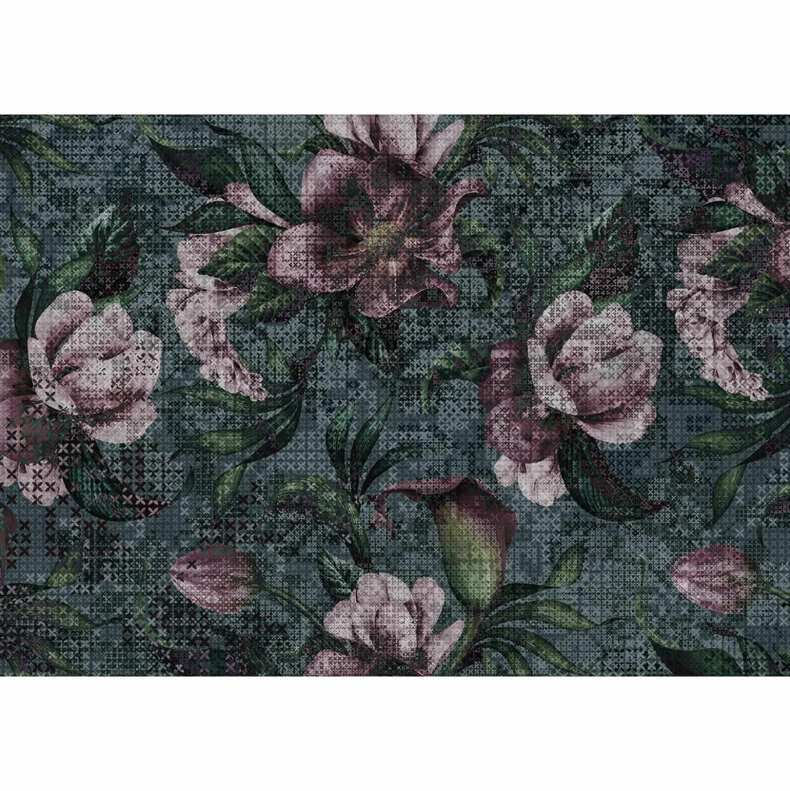 Fototapete Vlies Blumen Kreuze grün violett Premium