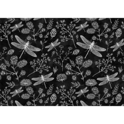 Fototapete Vlies Blumen Libellen Tafel schwarz Premium