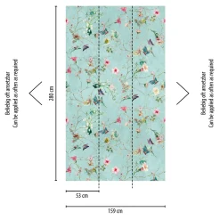 Fototapete Vlies Blumen Schmetterlinge blau bunt 38268-1