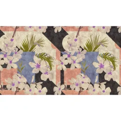 Fototapete Vlies Blumen Vintage beige blau Premium