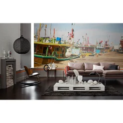 Fototapete Vlies Boote Segeln Hafen blau bunt