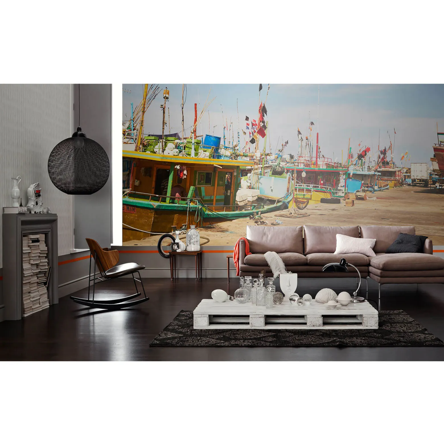 Fototapete Vlies Boote Segeln Hafen blau bunt