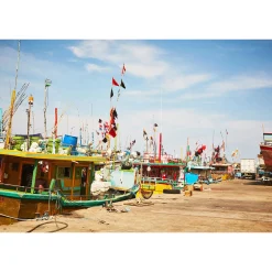 Fototapete Vlies Boote Segeln Hafen blau bunt