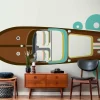 Fototapete Vlies Boot Yacht Retro braun blau