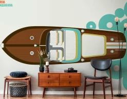 Fototapete Vlies Boot Yacht Retro braun blau