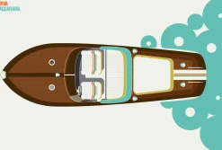 Fototapete Vlies Boot Yacht Retro braun blau