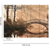 Fototapete Vlies Brücke Wald Fluss braun grün schwarz