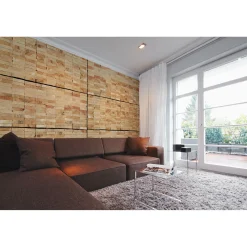 Fototapete Vlies Bretter-Stapel Optik beige