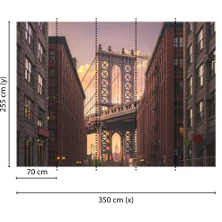 Fototapete Vlies Brooklyn Bridge Brücke braun grau