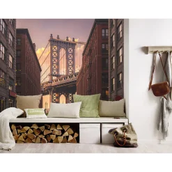 Fototapete Vlies Brooklyn Bridge Brücke braun grau