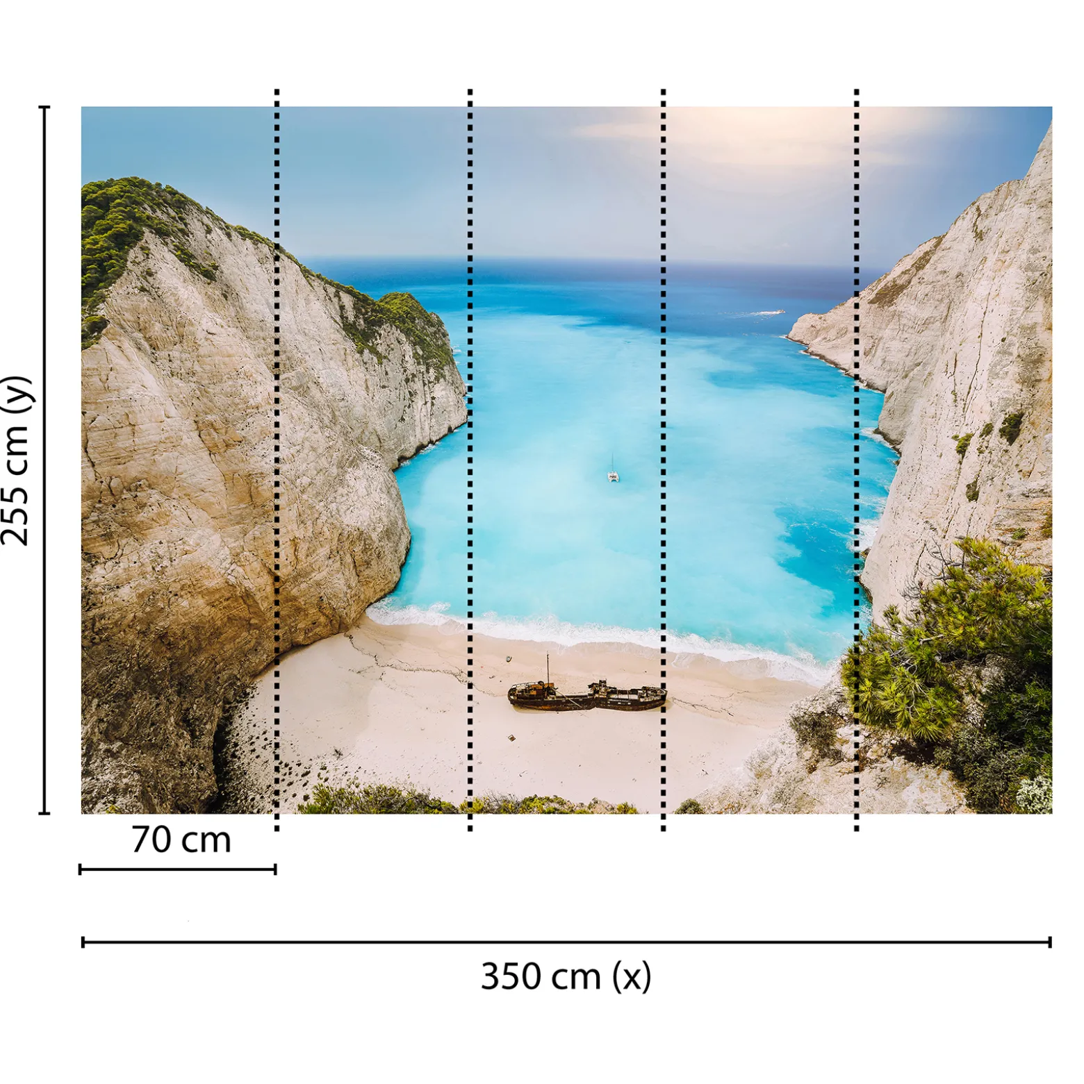 Fototapete Vlies Bucht Meer Schiff blau braun grün