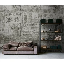 Fototapete Vlies China Zeichen Downtown grau Premium