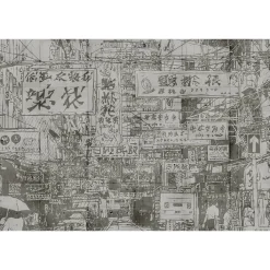 Fototapete Vlies China Zeichen Downtown grau Premium