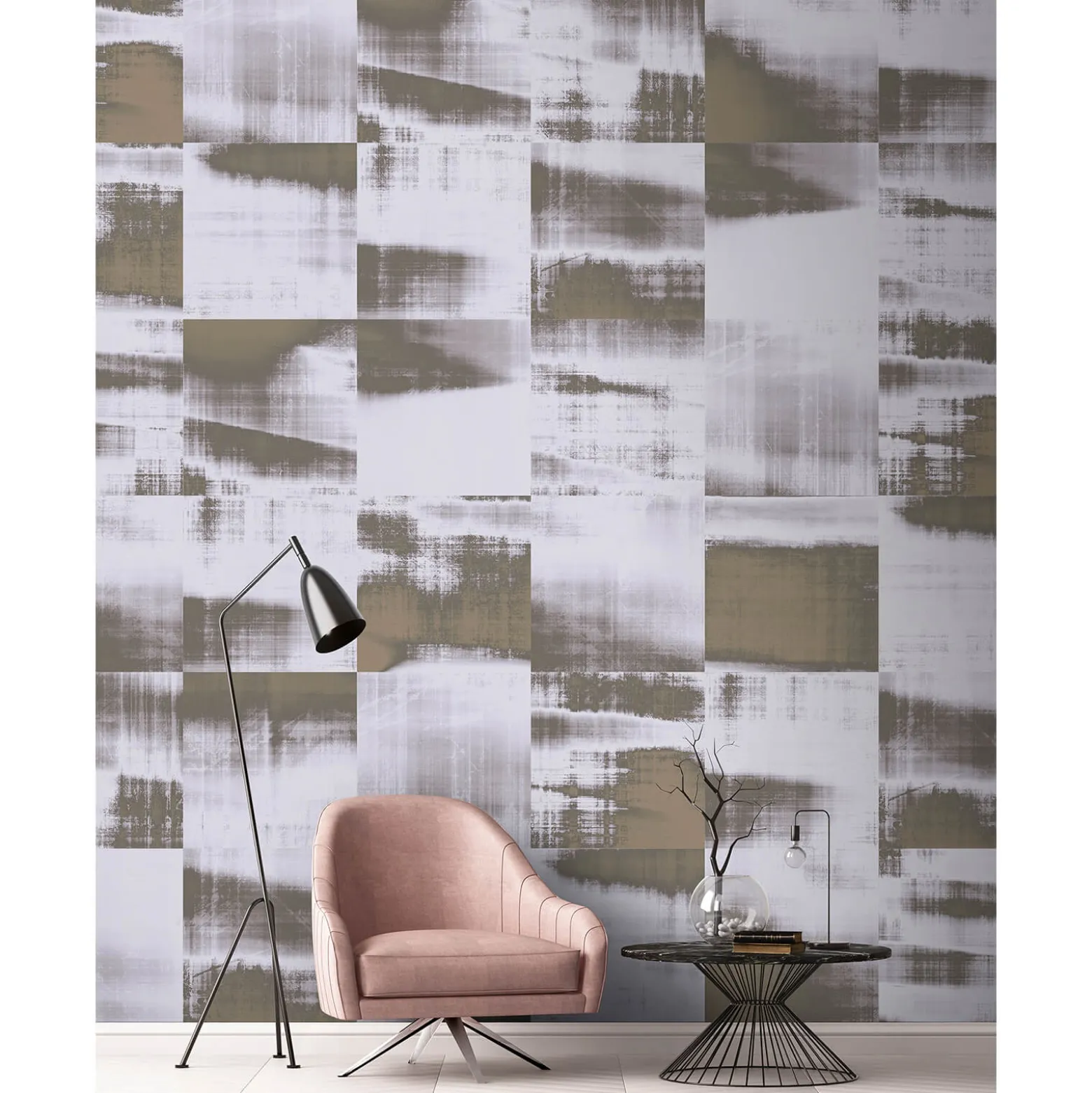 Fototapete Vlies Collage Kacheln braun grau Premium