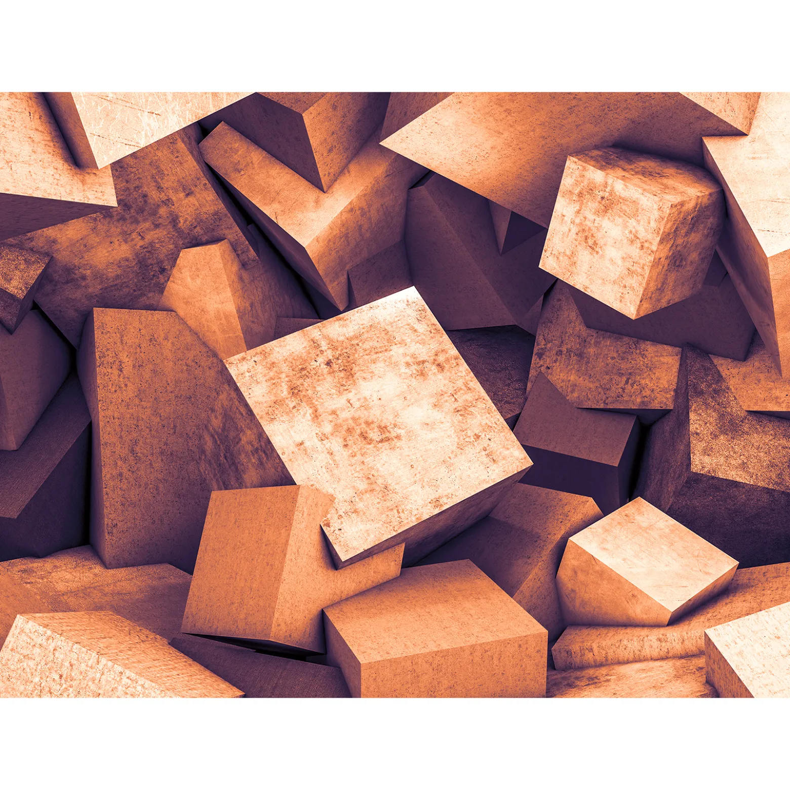 Fototapete Vlies 3D Beton Blöcke Steine kupfer