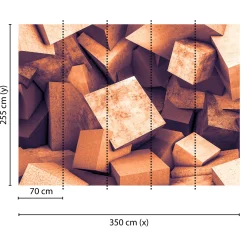 Fototapete Vlies 3D Beton Blöcke Steine kupfer