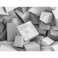 Fototapete Vlies 3D Beton Blöcke Steine grau