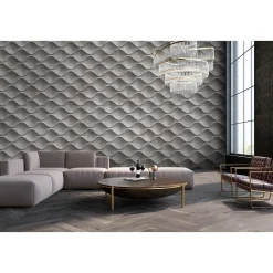 Fototapete Vlies 3D Beton Wellen grau schwarz