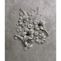 Fototapete Vlies 3D Blumen Beton grau schwarz Premium
