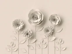 Fototapete Vlies 3D Blumen Floral grau 38293-1