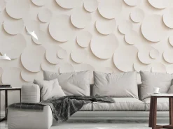 Fototapete Vlies 3D-Effekt Kreise beige 38283-1