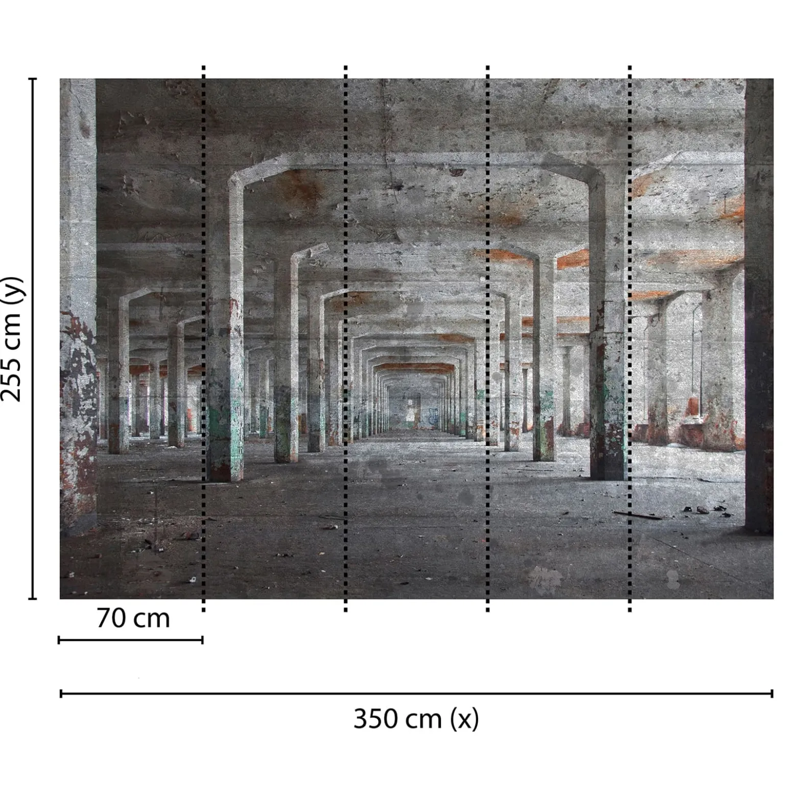 Fototapete Vlies 3D Pfosten Beton Industrial grau kupfer