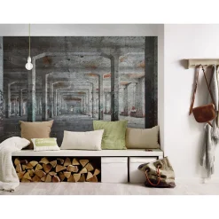 Fototapete Vlies 3D Pfosten Beton Industrial grau kupfer