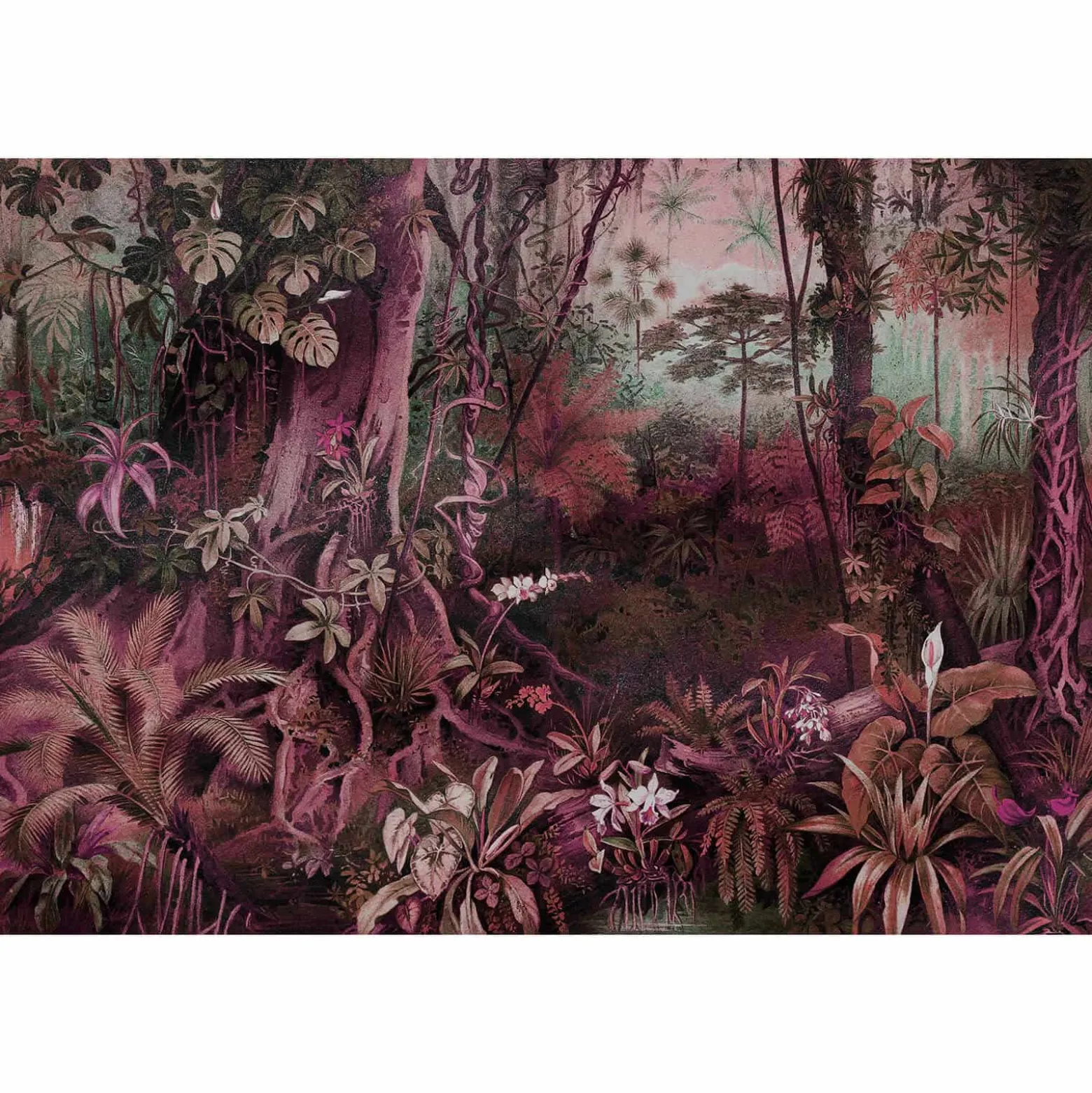 Fototapete Vlies Dschungel Pflanzen pink braun Premium
