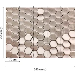 Fototapete Vlies 3D Sechseck Waben silber braun