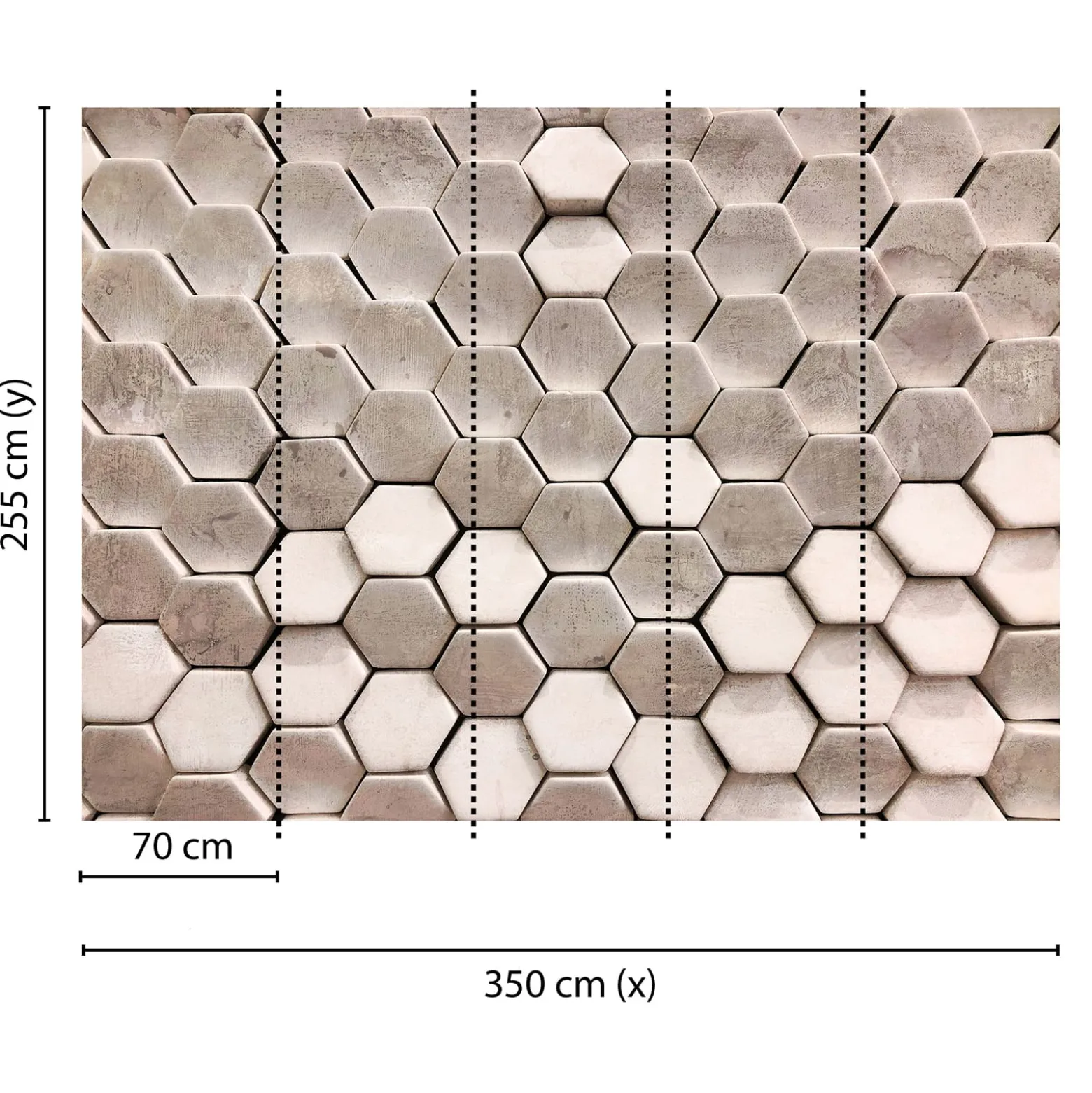 Fototapete Vlies 3D Sechseck Waben silber braun