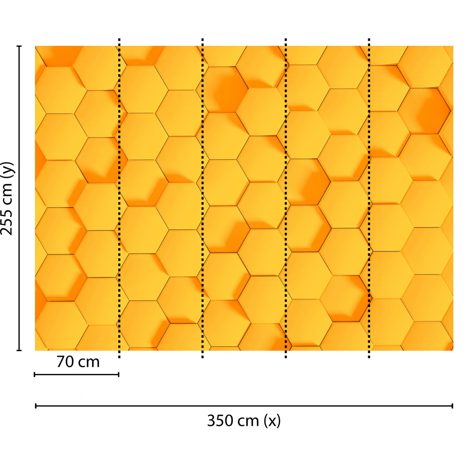 Fototapete Vlies 3D Sechseck Waben gelb Designwalls