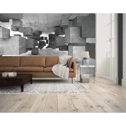 Fototapete Vlies 3D Tetris Beton Blöcke grau Designwalls