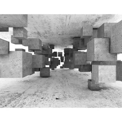 Fototapete Vlies 3D Tetris Beton Blöcke grau Designwalls