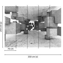 Fototapete Vlies 3D Tetris Beton Blöcke grau Designwalls