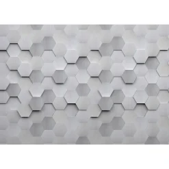 Fototapete Vlies 3D Waben Grafisch silber grau