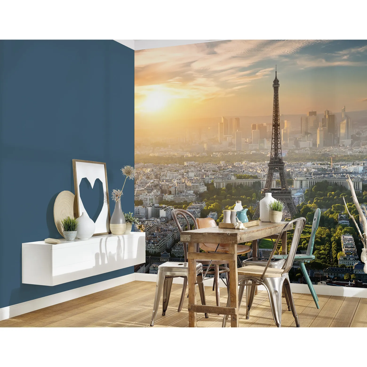 Fototapete Vlies Eiffelturm Paris Aussicht grün grau