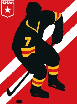 Fototapete Vlies Eishockey Retro rot schwarz