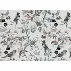 Fototapete Vlies Exotisch Vögel creme grau Premium