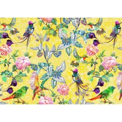 Fototapete Vlies Exotisch Vögel Floral gelb bunt Premium