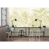 Fototapete Vlies Farn Blätter Floral creme gelb Premium