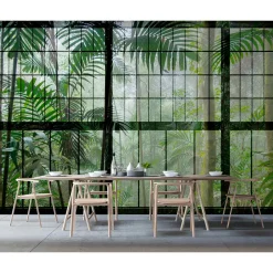 Fototapete Vlies Fenster Dschungel grün Premium