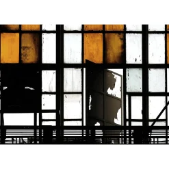 Fototapete Vlies Fenster Gastro orange schwarz Premium