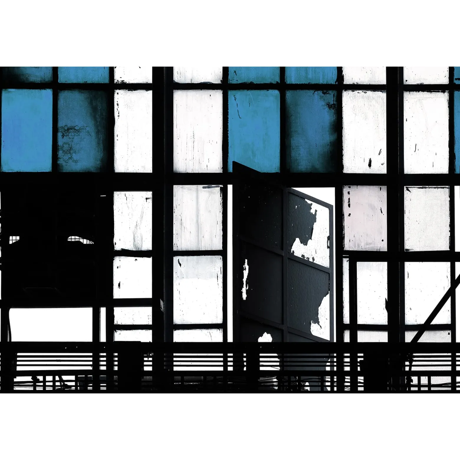 Fototapete Vlies Fenster Studio blau schwarz Premium