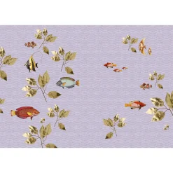 Fototapete Vlies Fische Blätter Wellen lila Premium