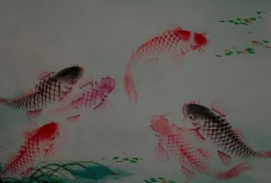 Fototapete Vlies Fische Kois Teich rot grün Premium