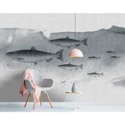 Fototapete Vlies Fische Meer Wasser grau Premium