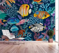 Fototapete Vlies Fische Unterwasser bunt blau