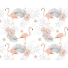 Fototapete Vlies Flamingos Blätter apricot weiß